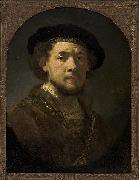 Bust of a man wearing a cap and a gold chain. REMBRANDT Harmenszoon van Rijn